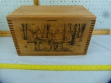 American Wildlife dovetail wood ammo box, hinged lid