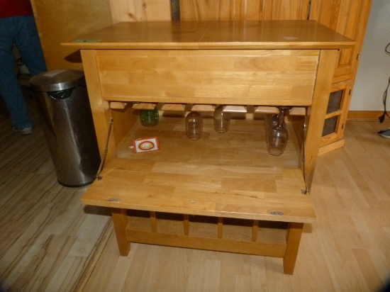 Wooden wine cabinet, 37" T x 32-1/2" W x 19-1/2" D