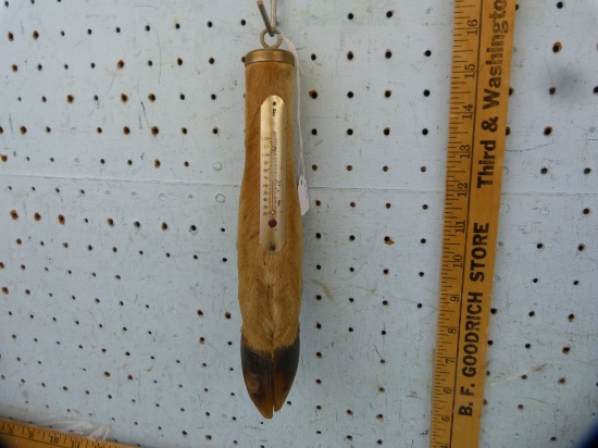 Thermometer on deer leg, 10" T, works