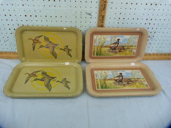 (9) Metal trays in 2 designs: (5) pheasant & (4) mallard