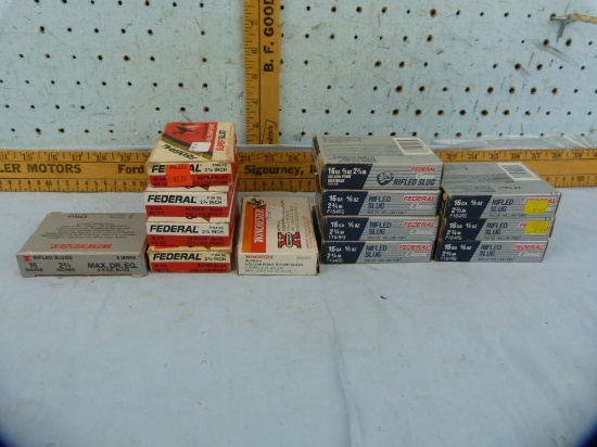 Ammo: 13 boxes/5 Federal & Winchester 16 ga, 2-3/4" slugs, 13x$