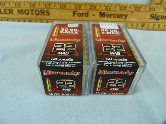 Ammo: 2 boxes/50 Hornady .22 Mag, 30 gr V-max, 2x$