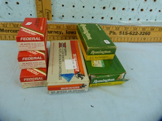 Ammo: 6 boxes/50, 25 Auto, 45-50 gr, 6x$