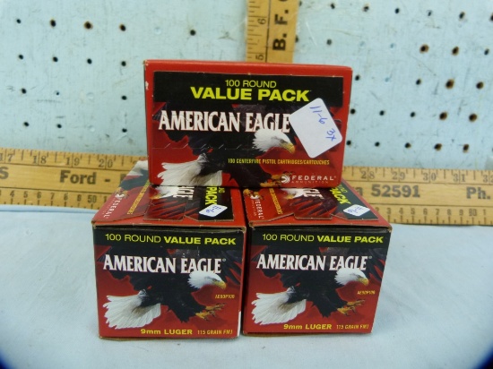 Ammo: 3 boxes/100 American Eagle 9 mm Luger, 3x$