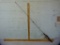 JA Coxe bait casting reel w/steel rod, neat wood handle, 50