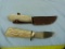 2 Handmade knives, stag handles, 2x$