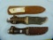 3 Hunter knives with leather sheaths, 3x$