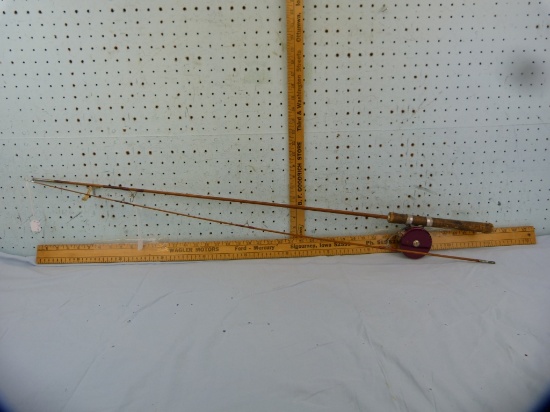 2-pc Bamboo fly rod w/South Bend fishing reel