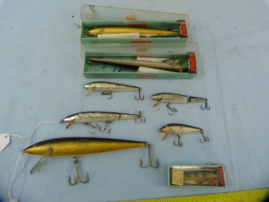 8 Fishing lures: Rapala & Rebel, various conditions