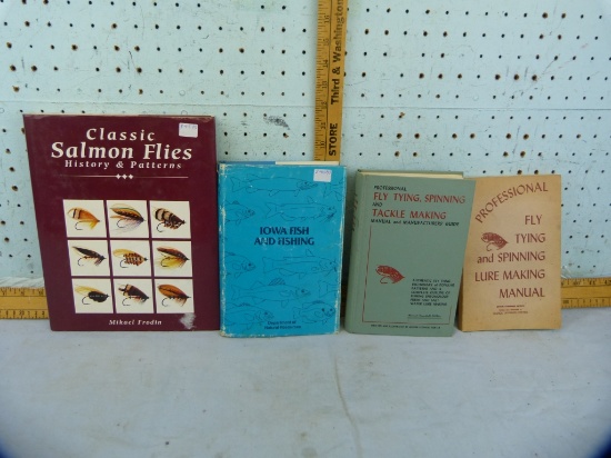 4 Fly-tying/fishing books, 3 hardcover, various conditions
