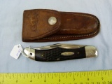 Case XX USA 9-dot knife w/leather sheath, 6265-SAB