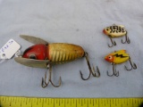 3 Heddon fishing lures: lg Crazy Crawler & (2) Sonics, 3x$