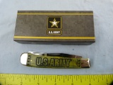 Case XX USA Army 6254 trapper knife, olive bone, w/box