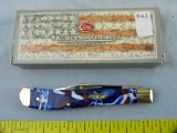 Case XX USA blue swirl 101048 slimline knife, patriotic, w/box
