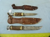2 German stag handle knives w/sheaths, 2x$