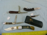5 Folding knives, various conditions