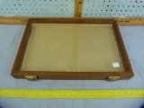 Wood & glass display case, hinged top, 12