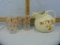 Hall Jewel Tea Autumn Leaf ball pitcher & 4 frosted tumblers