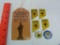 7 Advertising items: tin whistles, clip, pin, bookmark