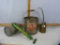 3 Items: pail w/lid, oil can & sprayer