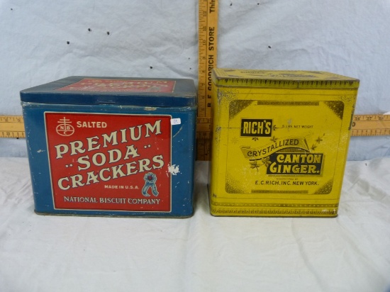 2 Tins: NBC soda crackers & Rich's Canton Ginger