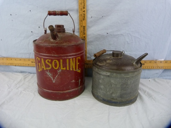 2 tins: 7-3/4" T kerosene & 11-1/8" T gasoline