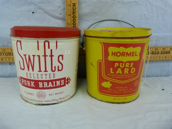 2 Tins: Hormel Pure Lard & Swift's Pork Brains