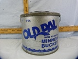 Old Pal Non Floating Minnow Bucket, galvanized tin
