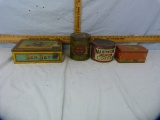4 Tins: tobacco, coffee, and fruit cake