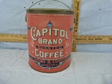 5-lb. Capitol Brand Coffee tin with wire bail