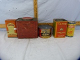 5 Containers: coffee, tea, laxative, graphite, worm expeller