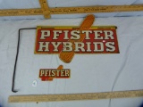 2 Pfister metal signs: hinged swinging & license plate