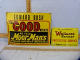 2 Metal signs: Moor Man's and Wallaces Farmer