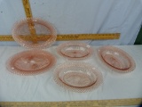 5 pieces Miss America pink depression glass