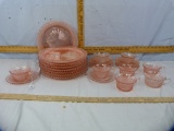 24 pieces Miss America pink depression glass