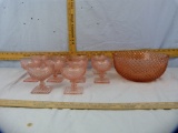 11 pieces Miss America pink depression glass