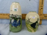 2 Vases w/Dutch scene, Made in Austria