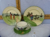 4 GS Zell pieces: cup & saucer, 2 plates, Dutch scenes