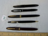 5 Sheaffer items: 4 fountain pens & 1 pencil