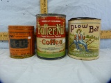 2 Tins & 1 container: coffee, soap, & tobacco