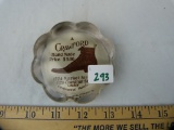 Glass advertising paperweight: Crawford Shoes, 3-1/4