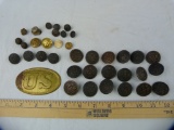 (36) US military buttons & (1) US badge, various conditions