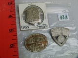 3 Chauffeur badges: 1924 & 1939 Iowa, & 1951 Illinois