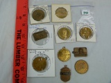 10 Advertising tokens/fobs, mainly manufacturing