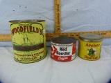 3 Tins: tobacco, coffee, & oysters
