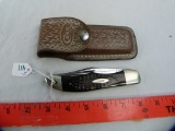 Case XX USA 6265 SAB folding knife, 2-dot, w/leather sheath