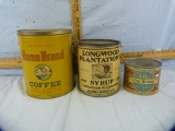 3 Tins: coffee & syrup cane