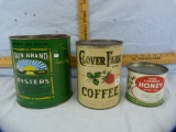 3 Tins: honey, coffee, & oysters
