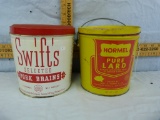 2 Tins: Hormel Pure Lard & Swift's Pork Brains