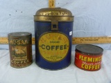 3 Coffee tins, various sizes
